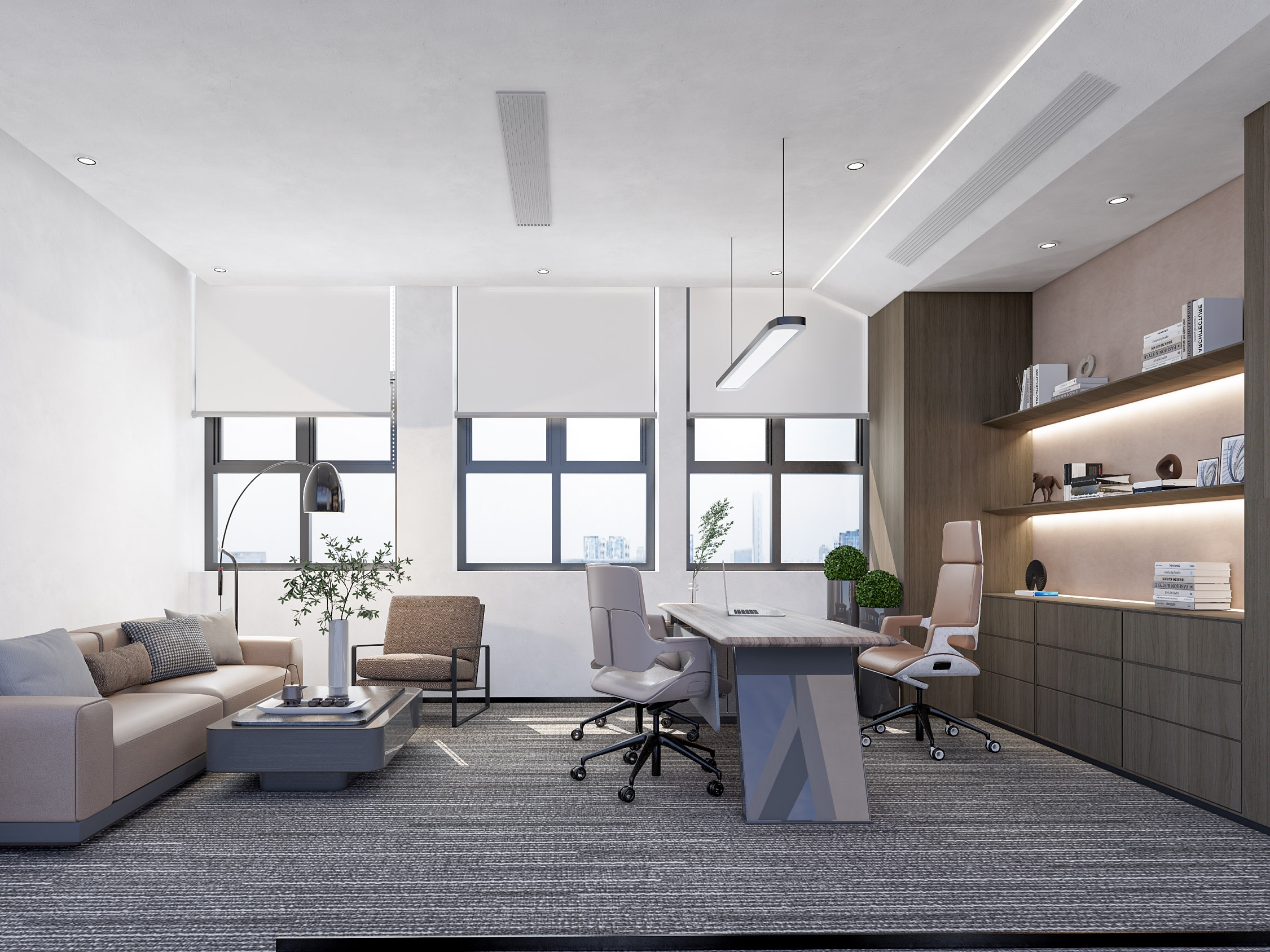 合肥瑶海500平现代侘寂风小型工作室办公室装修设计(图2)