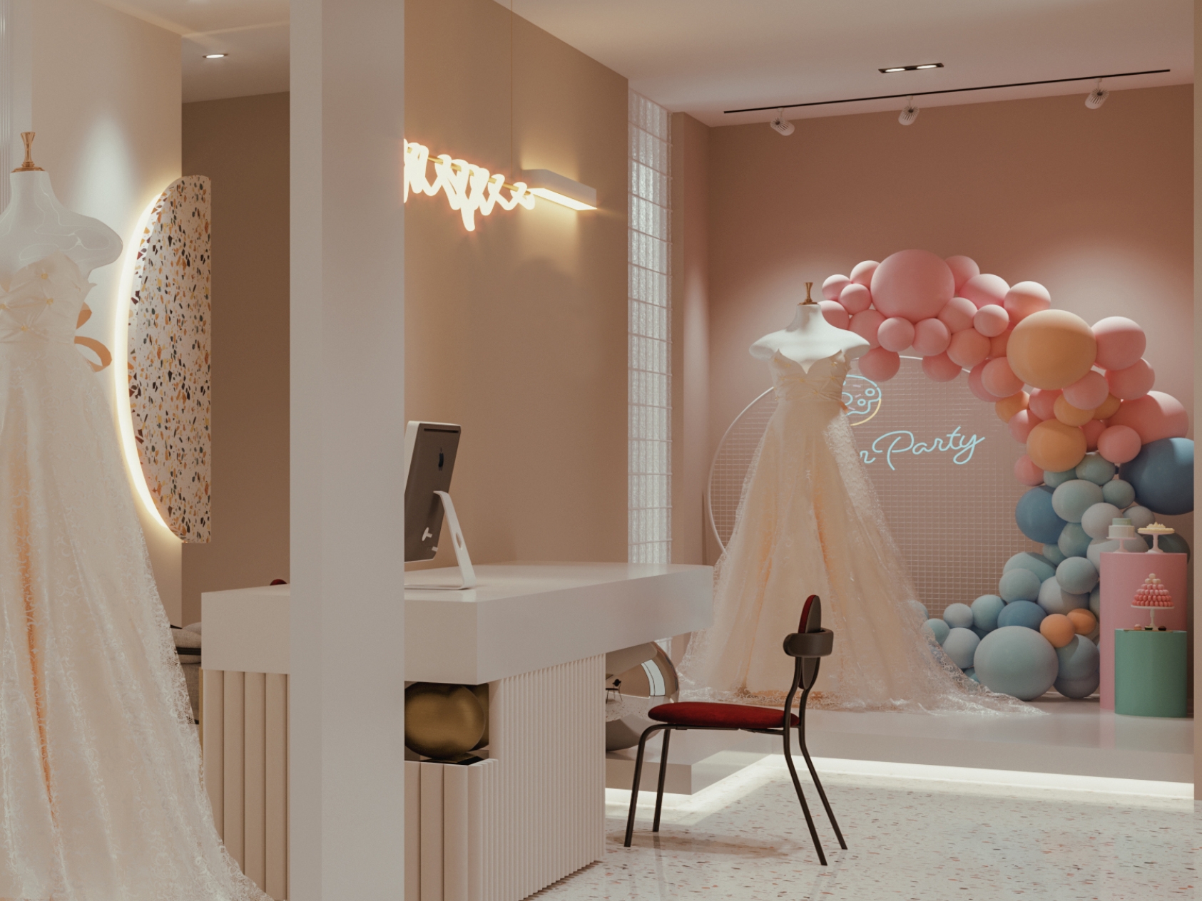合肥高新区500平奶油风轻奢婚纱摄影工作室装修设计项目(图1)