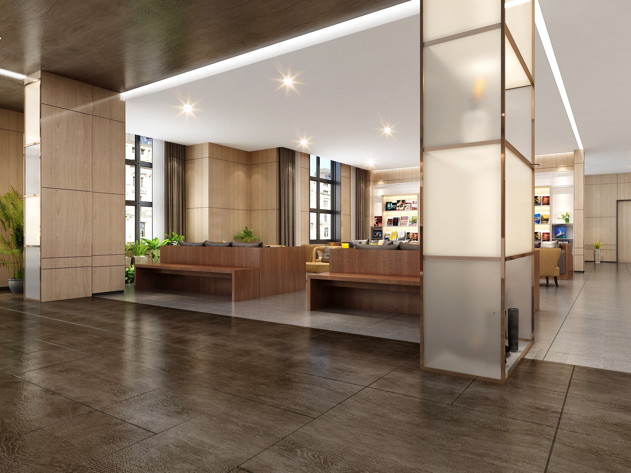 芜湖2000平企业物业接待区及办公楼工装装修设计方案(图3)