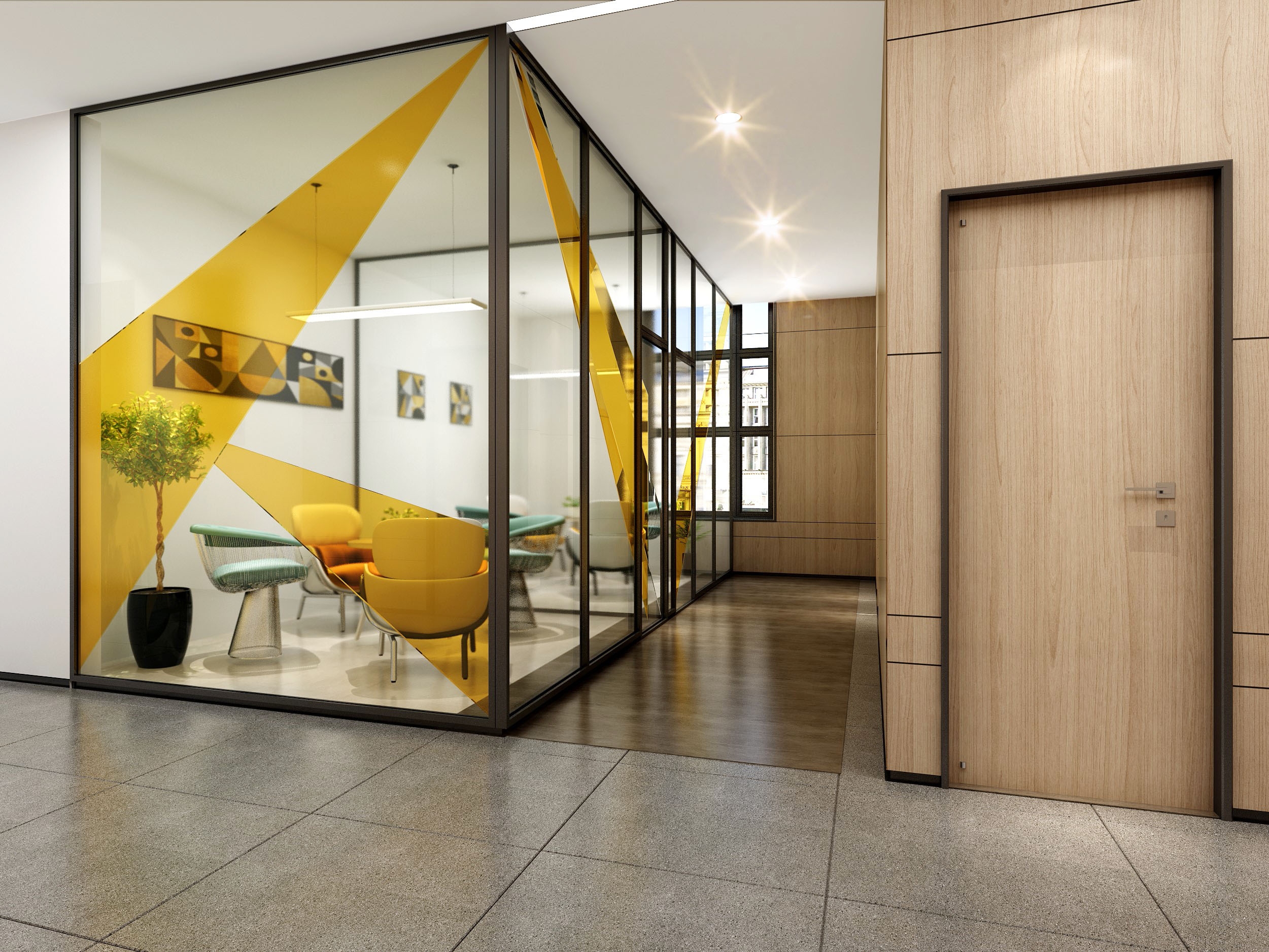 芜湖2000平企业物业接待区及办公楼工装装修设计方案(图4)